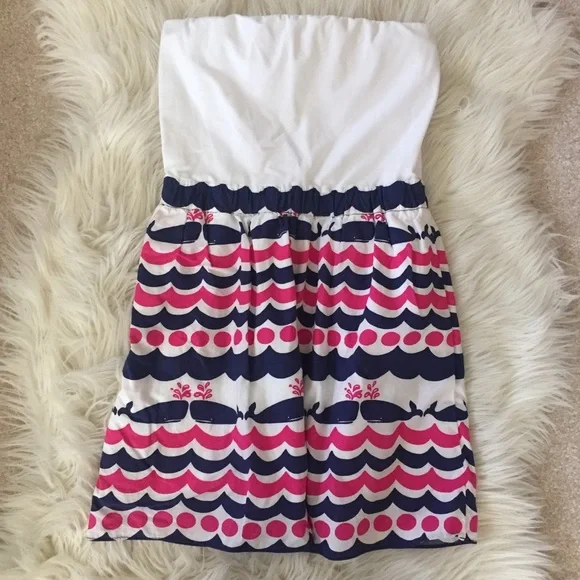 Lilly Pulitzer Pink and Blue Strapless Dress - Picture 2 of 8